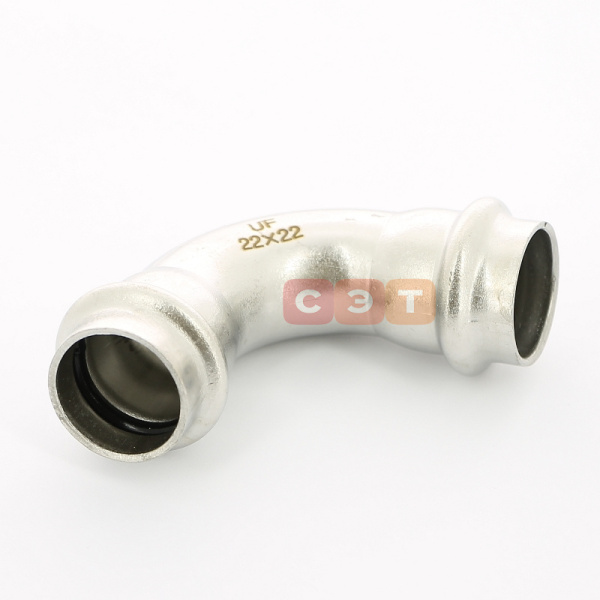 Угол 90° двухраструбный пресс нержавеющий  22 х 22  UniFitt